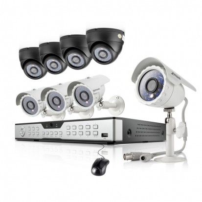 Zmodo 16CH Home Security System & 4 Dome 4 Bullet 600TVL Cameras